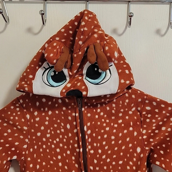 Cat & Jack Giraffe Pajamas With Hood Size‎ XS 4/5 Zip-Up Girls Fun Warm Comfy - Picture 2 of 6